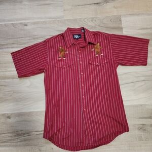 Red Striped Party Men's Shirt With BIG Foot